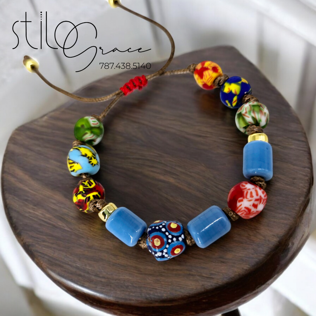 "Pulsera en cristal africano reciclado Lauren" "Recycled African Beads Bracelet Lauren"