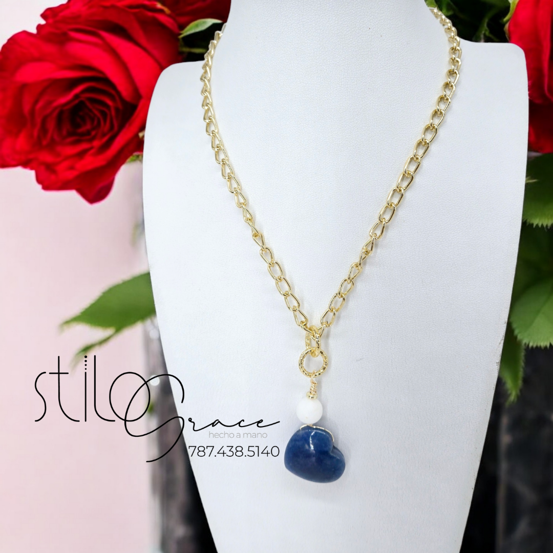 "Collar de corazón en ágatas Allison" "Agate heart necklace Allison"