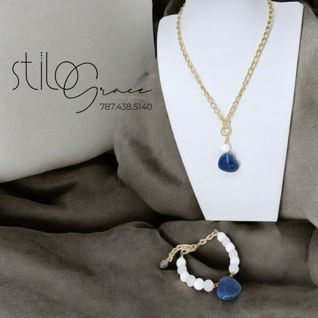 "Collar de corazón en ágatas Allison" "Agate heart necklace Allison"