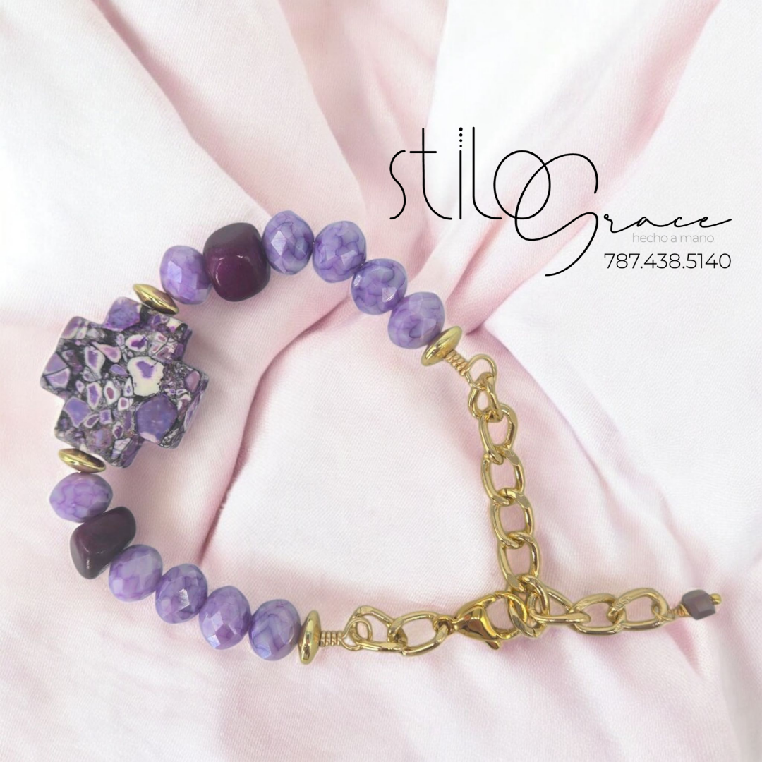 "Pulsera de cruz Leyda" "Cross Bracelet Leyda"