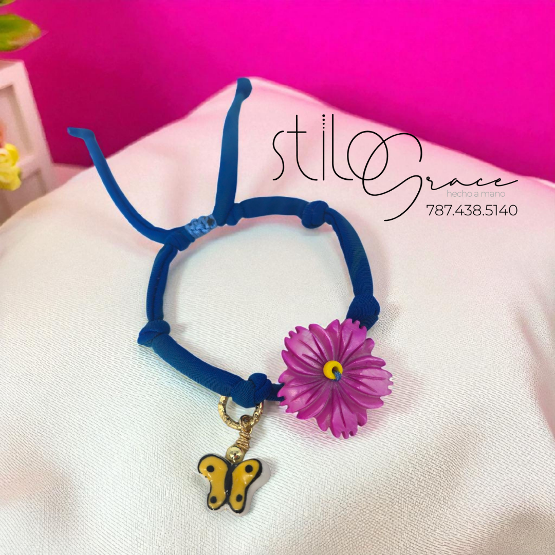 "Pulsera en licra Mariposa" "Butterfly Lycra Bracelet"