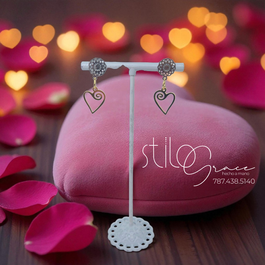 "Pantallas de corazón Julieta" "Julieta's heart earrings"
