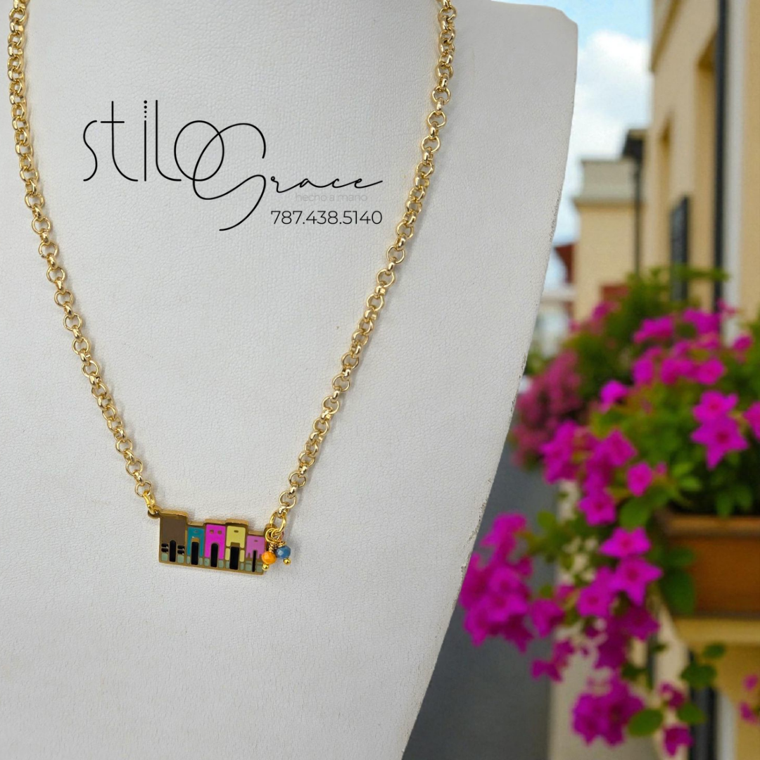 "Cadena Casitas Viejo San Juan " "Old San Juan House's Necklace "