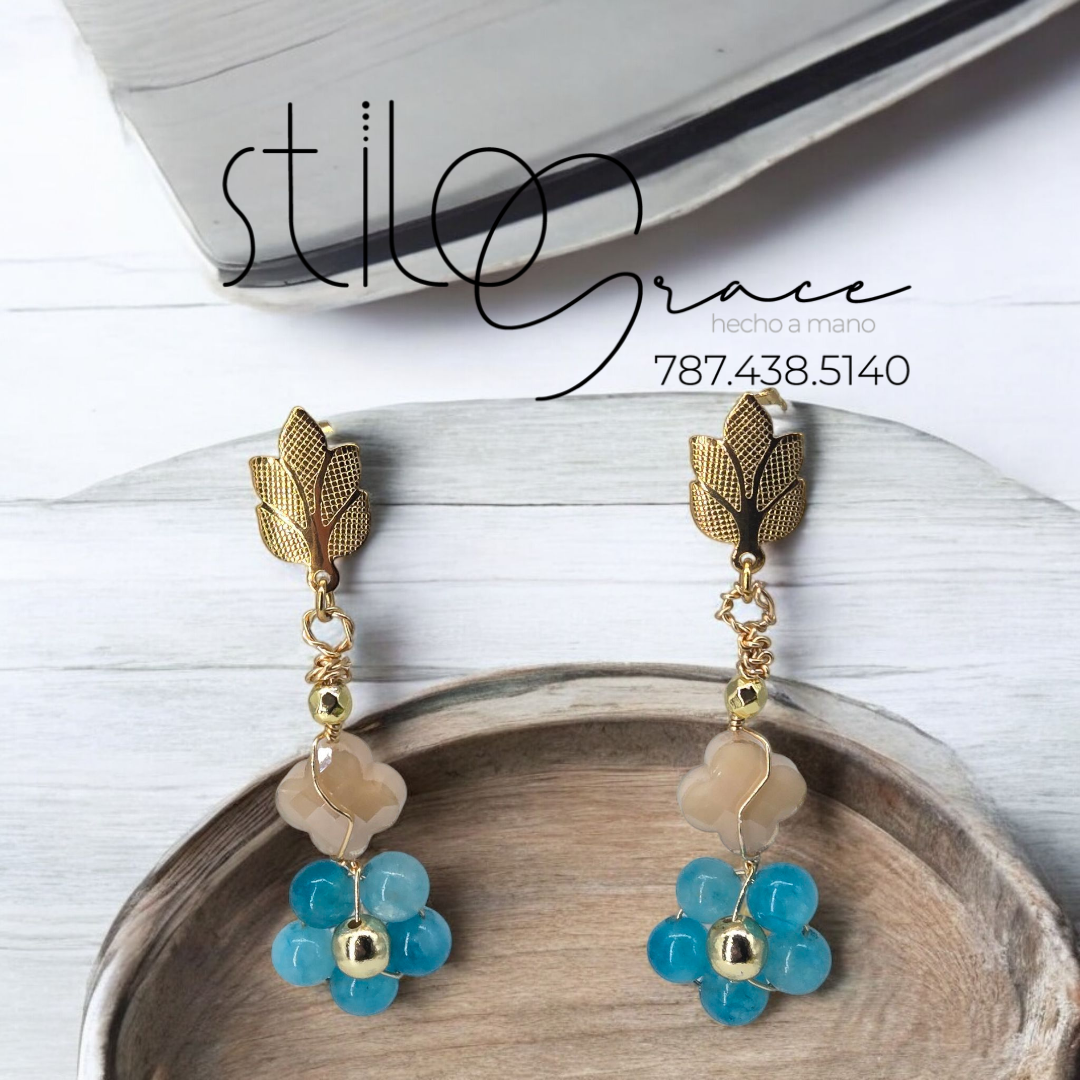 "Pantallas de flor Jenibelle" "Flower earrings Jenibelle"