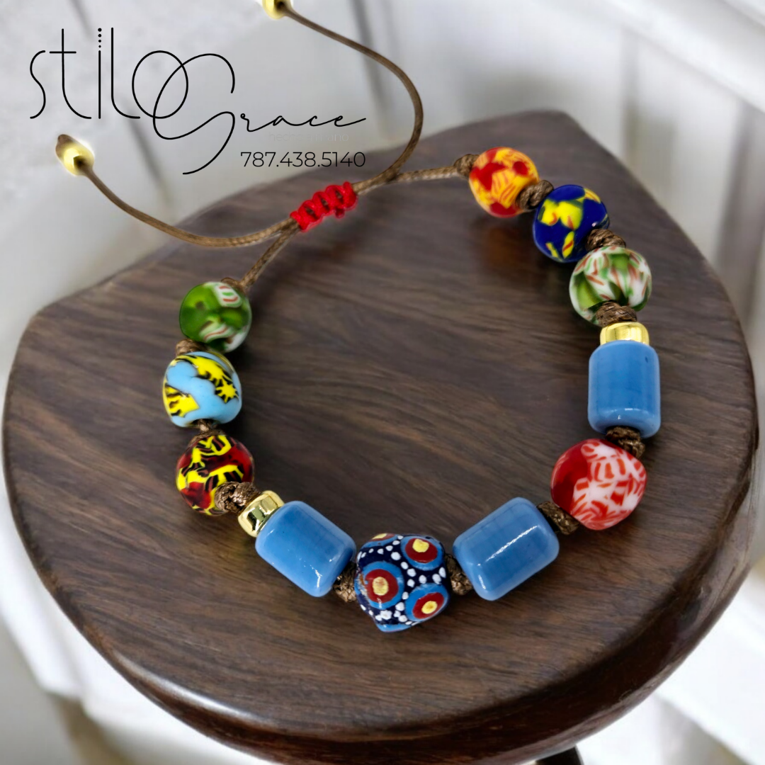 "Pulsera en cristal africano reciclado Lauren"  "Recycled African Beads Bracelet Lauren"