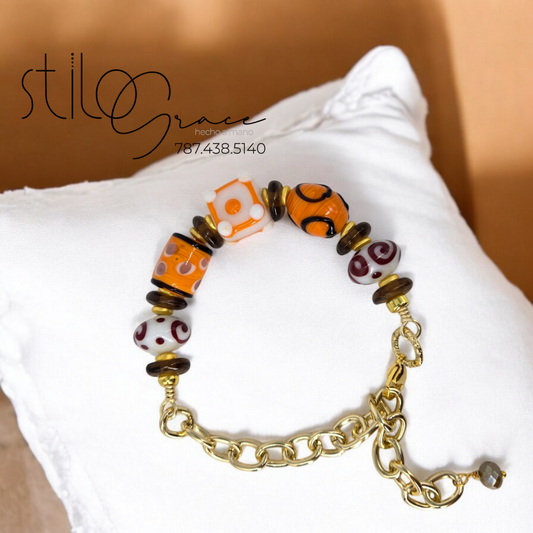 "Pulsera alambrada en lampwork Mayte"