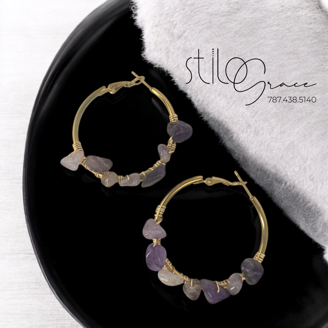 "Pantallas de amatista Vicky"             "Amethyst Earrings Vicky"