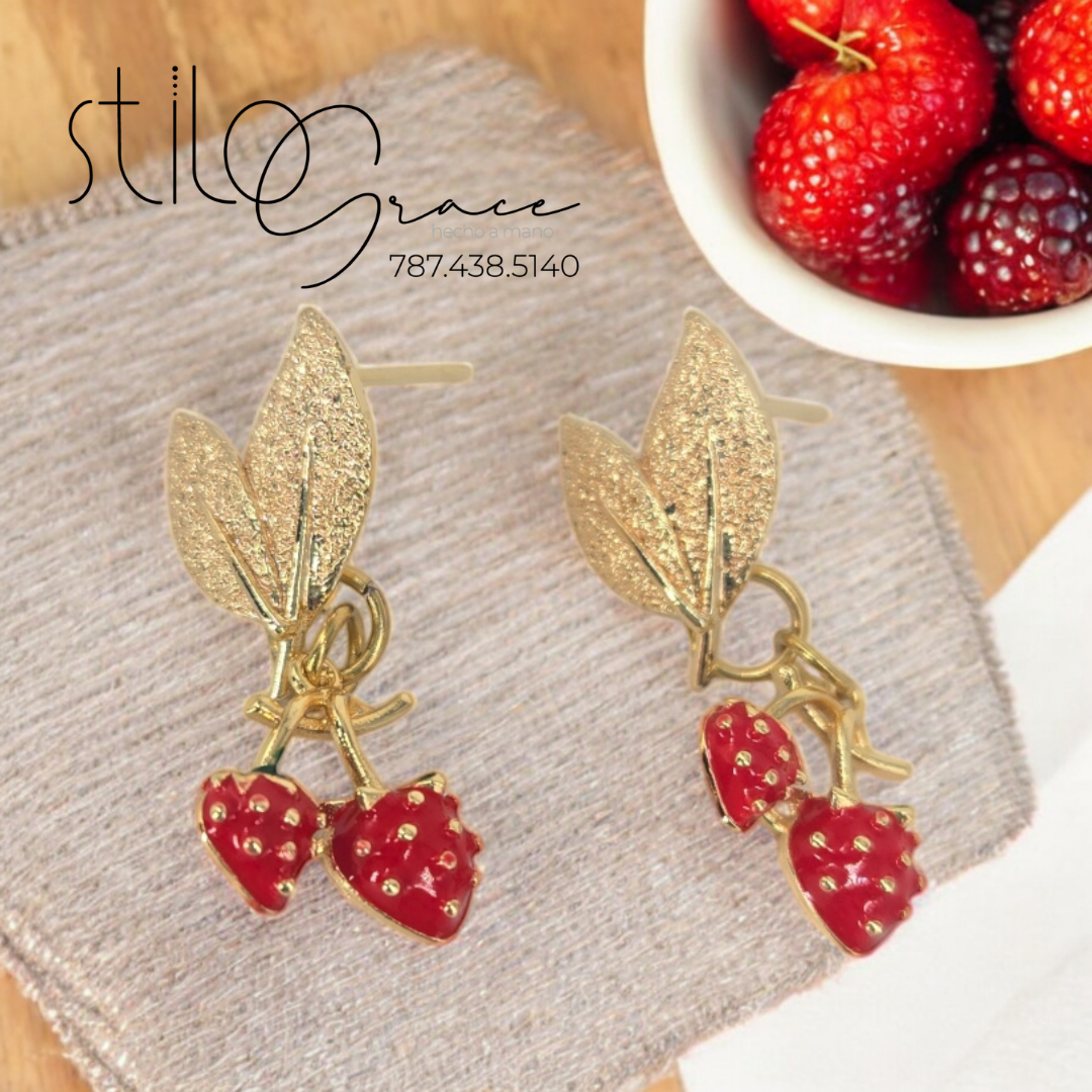 "Pantallas de strawberry Jenny" "Strawberry earrings Jenny"