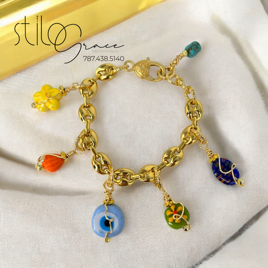 "Pulsera de charms Valeria"  "Charms Bracelet Valeria"