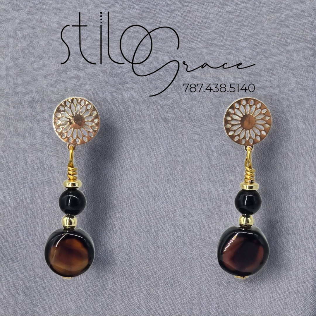 "Pantallas en piedras semipreciosas Patty" "Semiprecious stone earrings Patty"