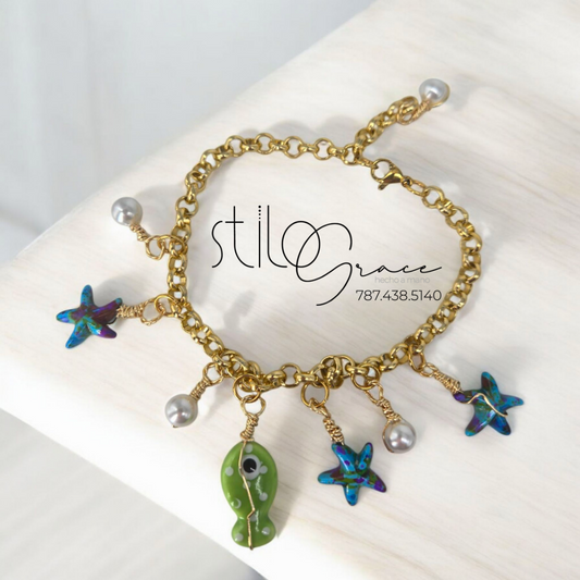 "Pulsera de pez y estrella de mar Lolly"            "Fish and Starfish Bracelet Lolly"