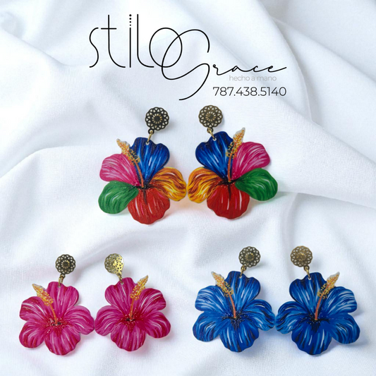 "Pantallas flor de maga" "Flor de maga earrings "