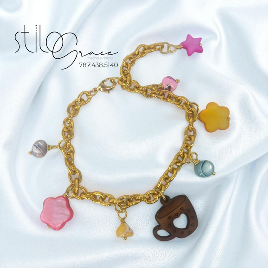 "Pulsera taza de café" "Coffee cup bracelet"