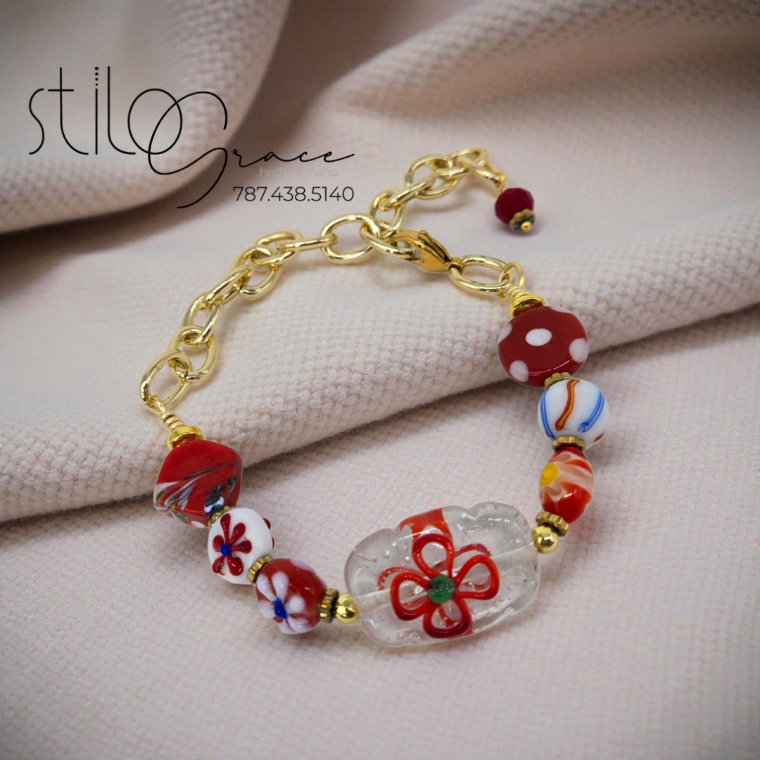 "Pulsera en cristales lampwork Amanda Miguel" "Amanda Miguel lampwork crystal bracelet"